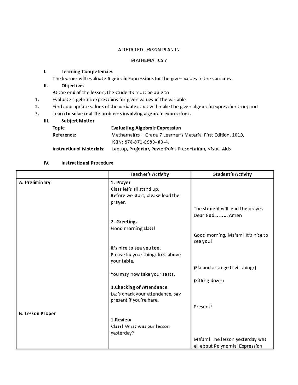 A Detailed Lesson PLAN group 2 rachel - A DETAILED LESSON PLAN IN ...