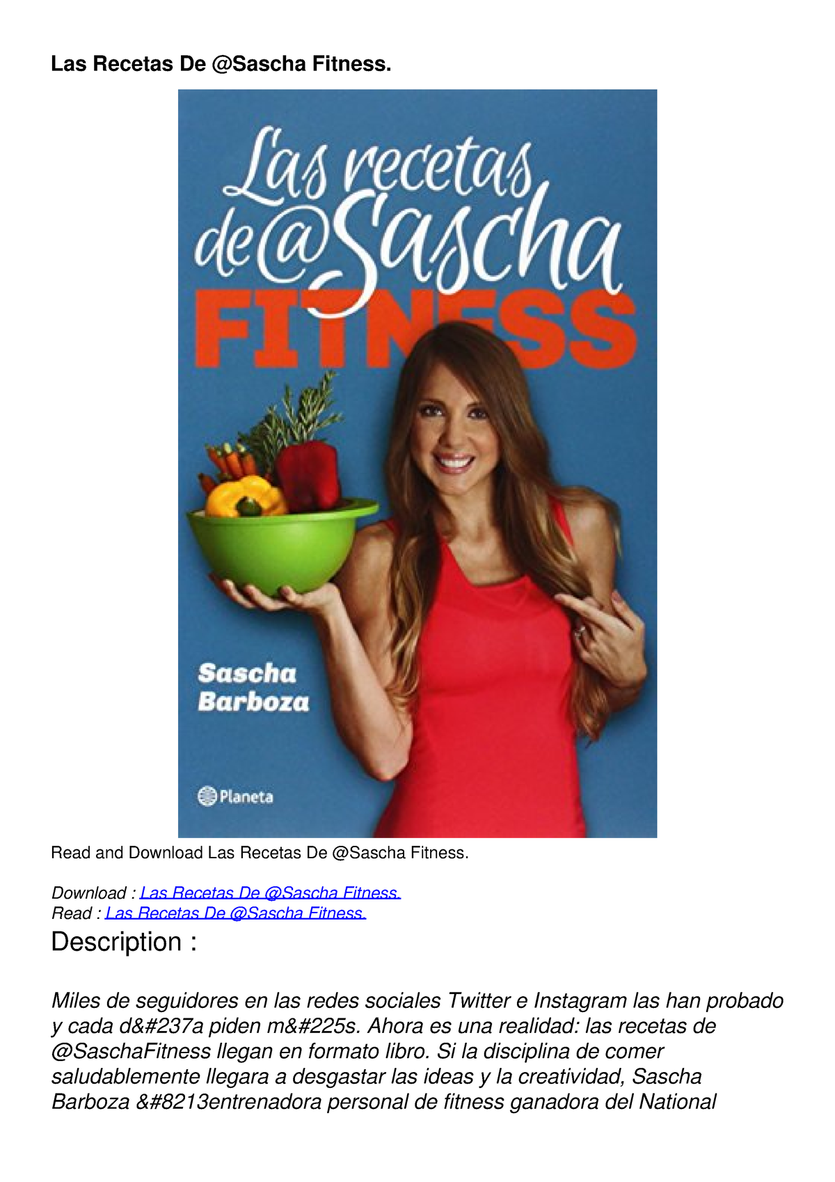 Las recetas de @Sascha Fitness by Sascha Barboza