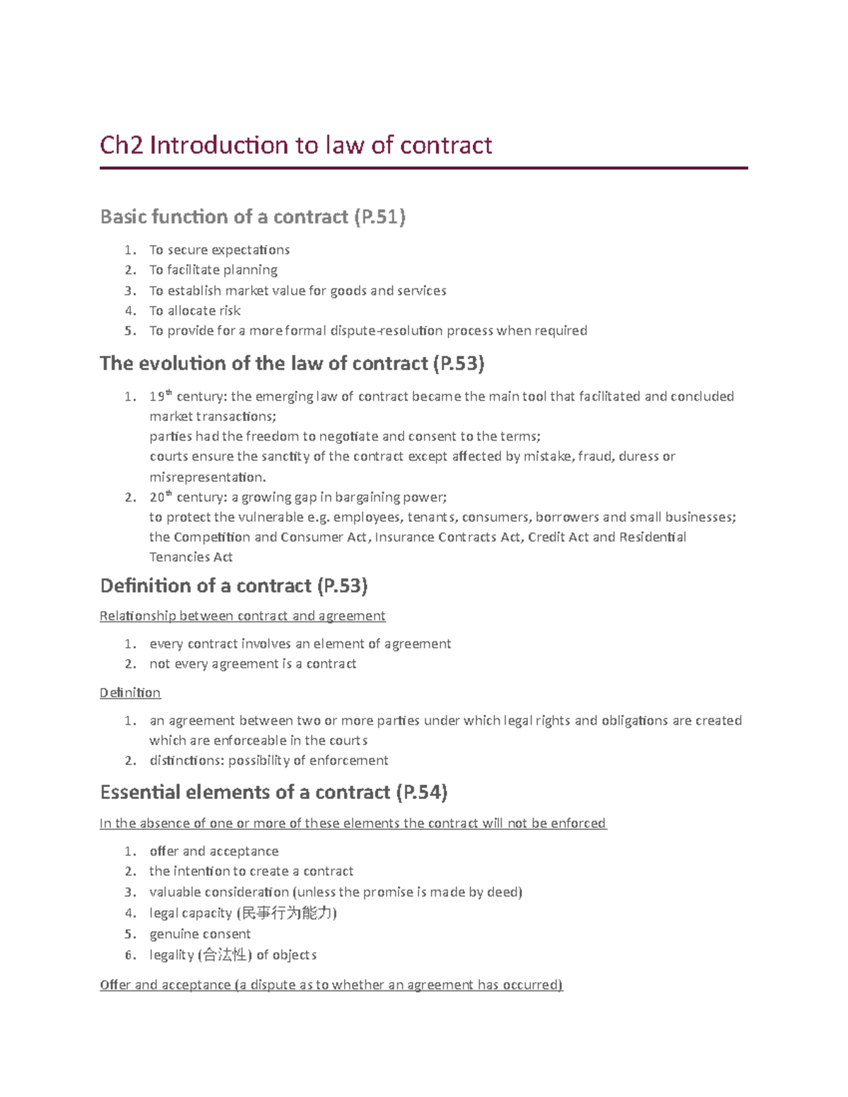 Ch2 Introduction of law of contract - Ch2 Introduction to law of ...