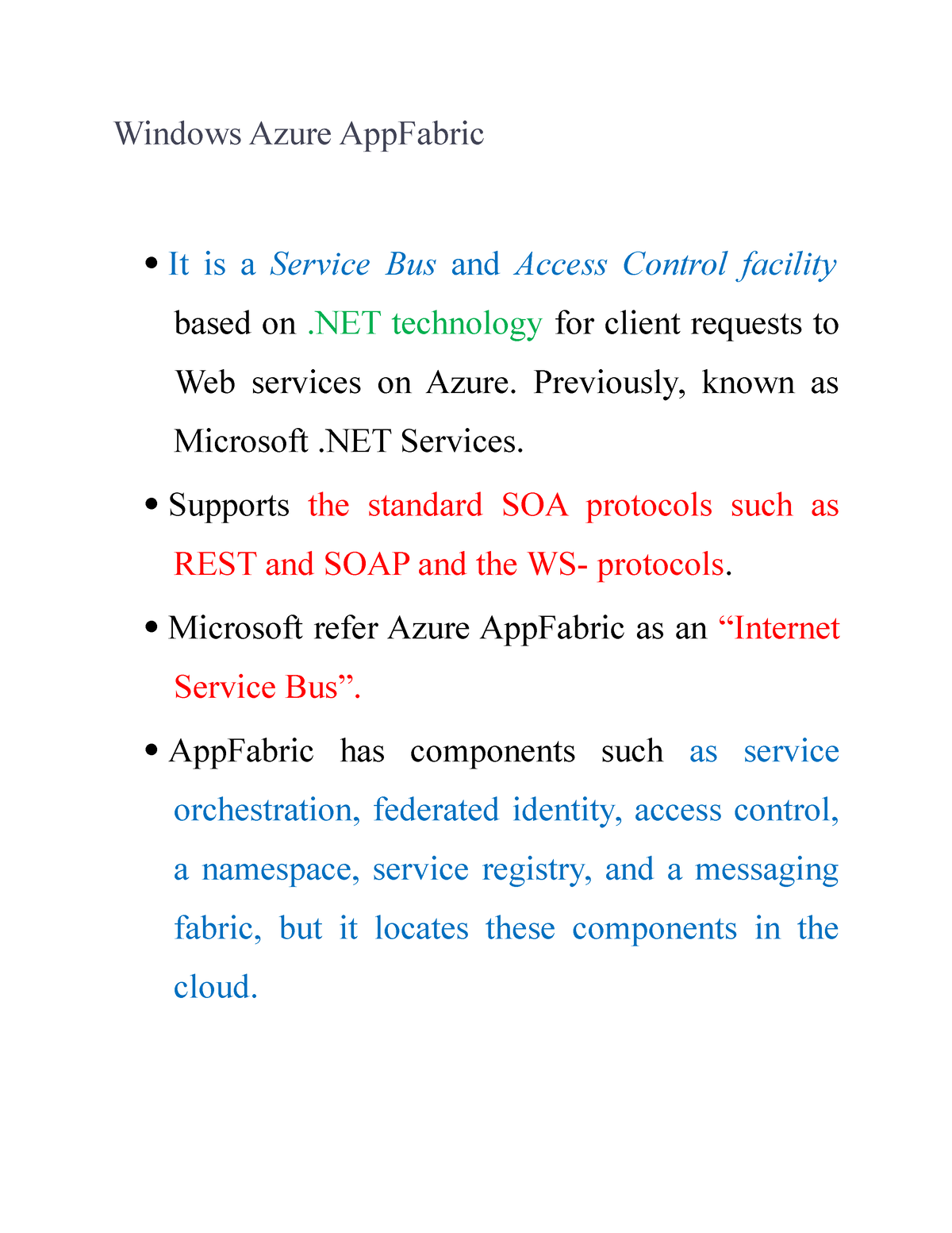 Windows Azure App Fabric - Windows Azure AppFabric It Is A Service Bus ...