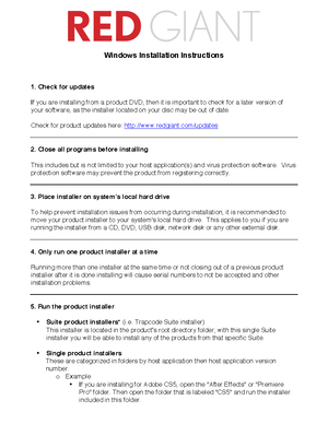 Installation Guide R20 EN - Contents Release Prior to installation ...