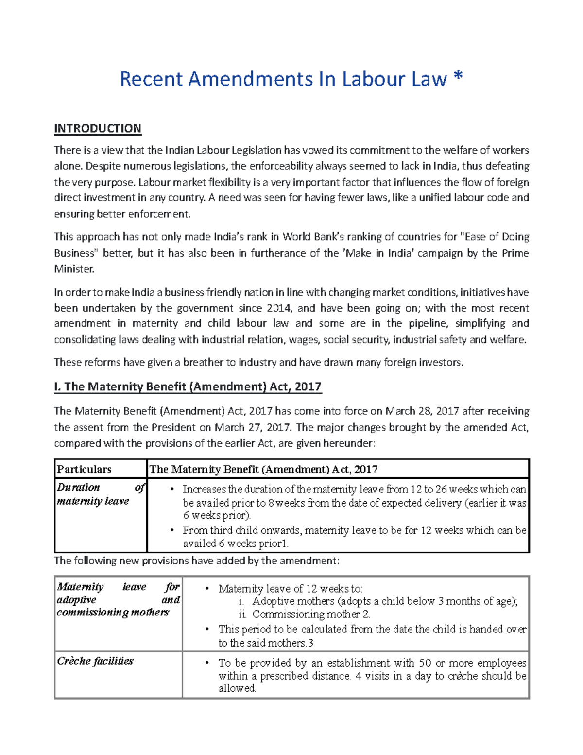 Recent Amendments In Labour Law - Recent Amendments In Labour Law ...