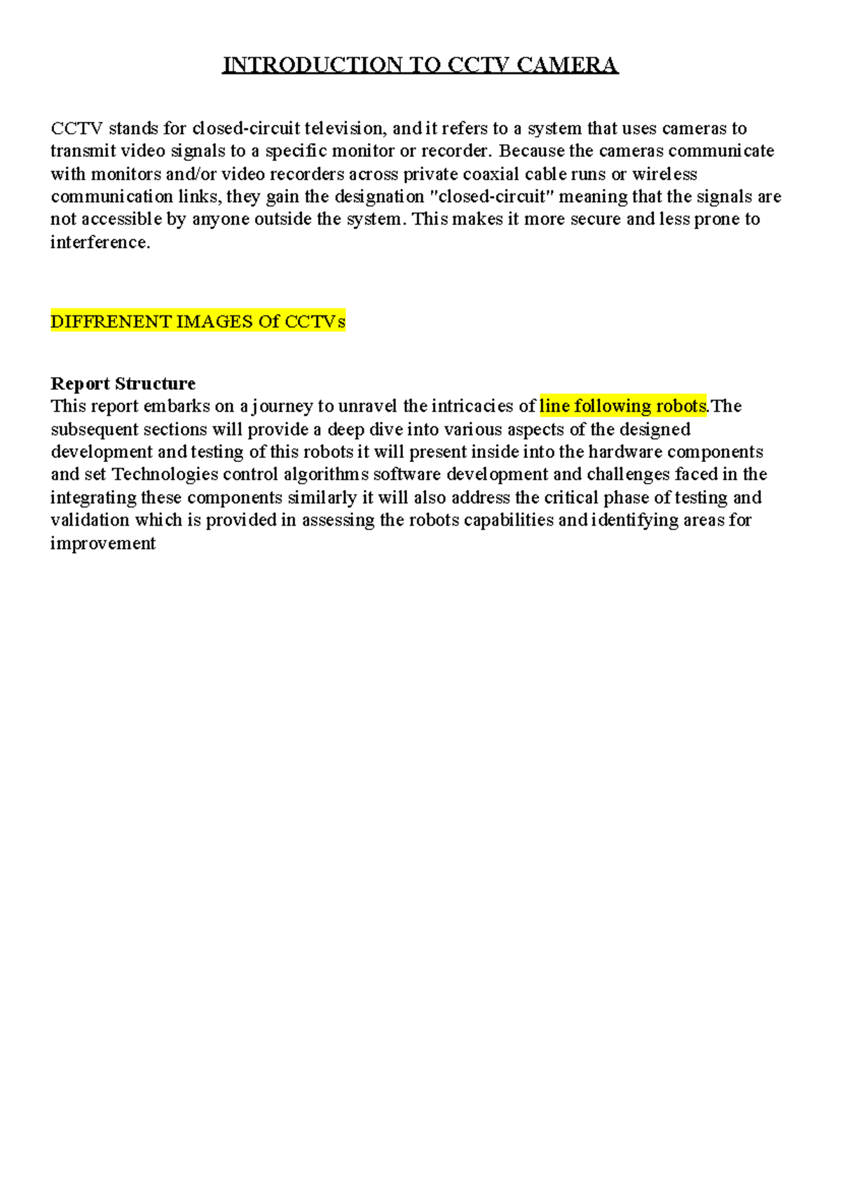 Minor Poject - This is report about CCTV cameras - INTRODUCTION TO CCTV ...