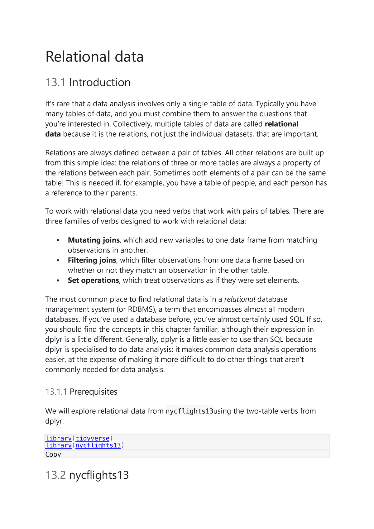 Rational Data - Relational data 13 Introduction It’s rare that a data ...