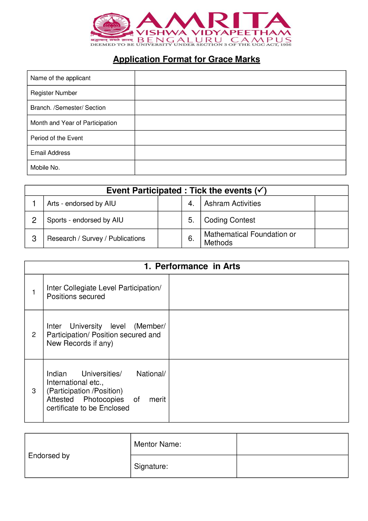 grace marks application letter format