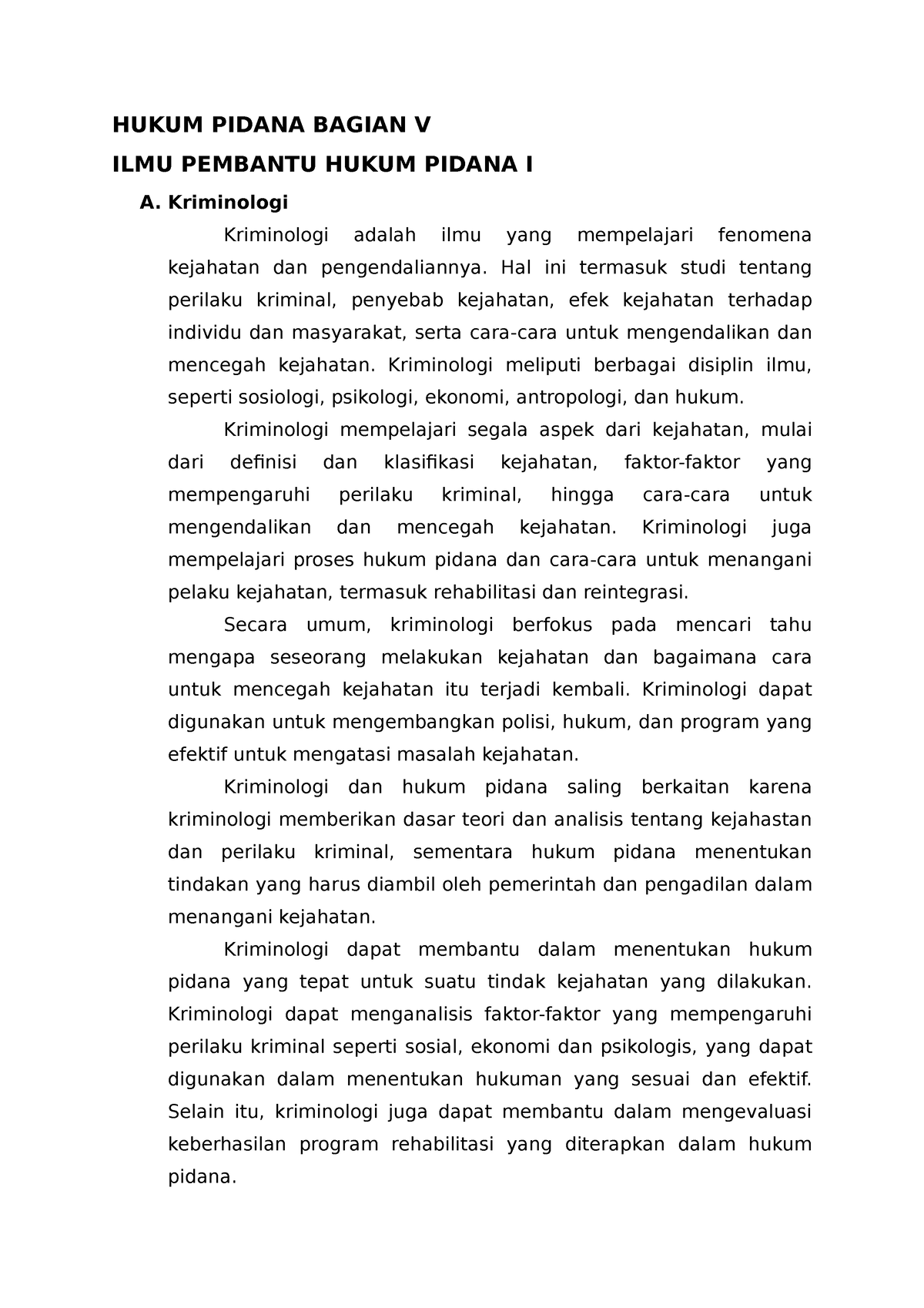 Hukum Pidana Ilmu Pembantu Hukum Pidana I - HUKUM PIDANA BAGIAN V ILMU ...