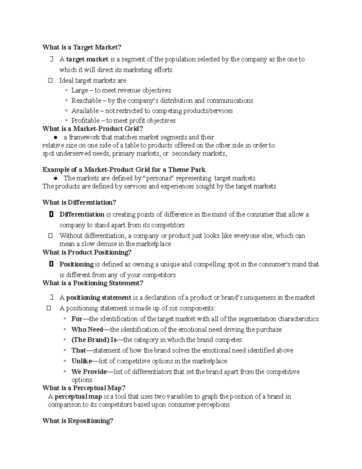 MKT315-ch. 4 notes -2 - What is a Target Market? ฀ A target market is a ...