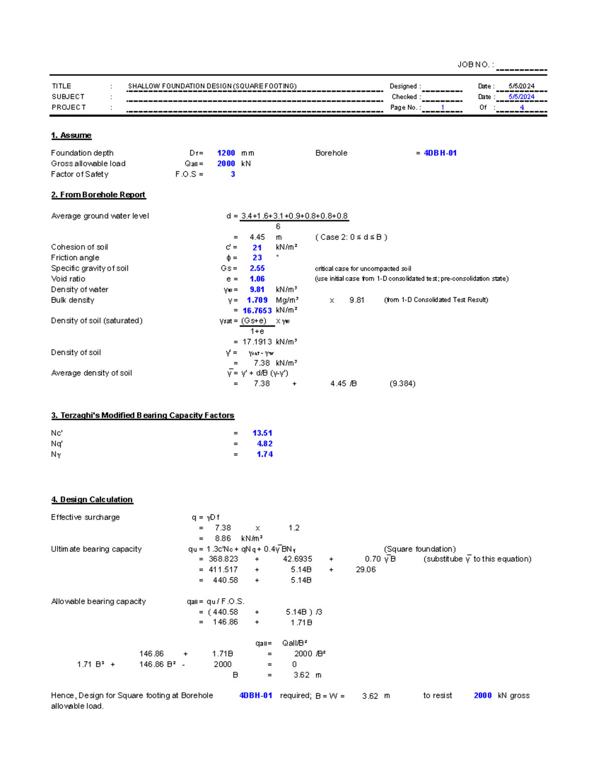 Foundation Engineering Assignment - TITLE : SHALLOW FOUNDATION DESIGN ...