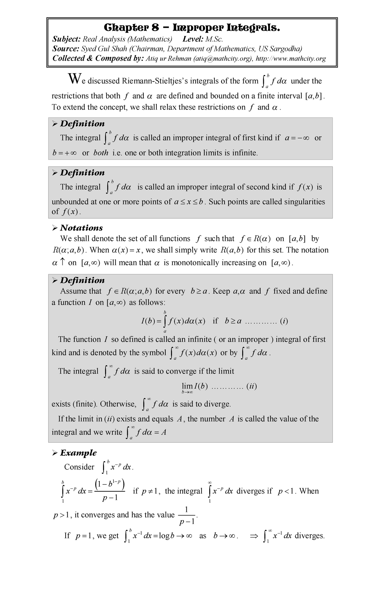 Chap 08 Real Analysis Mathematics Iii We Discussed Riemann Stieltjes Studocu