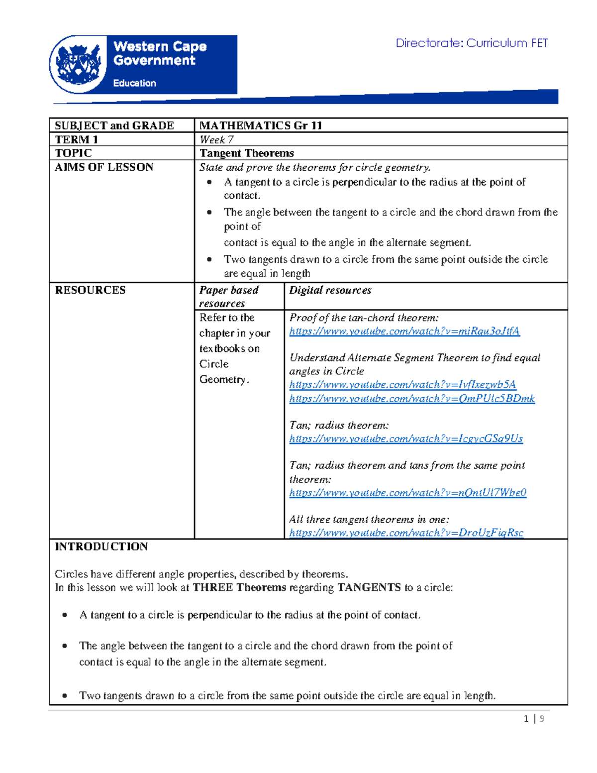 Mathematics Grade 11 Term 1 Week 7 2021 - Directorate: Curriculum FET ...