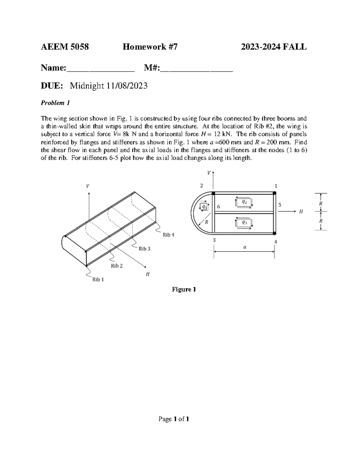 Assignment 7 Problem 1 - Page 1 of 1 AEEM 5058 Homework # 7 2023 - 2024 ...