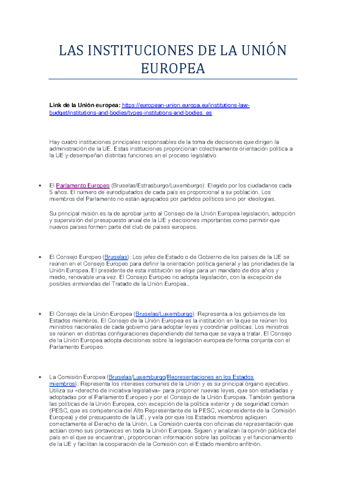 U T 1 LAS Instituciones DE LA Unión Europea - LAS INSTITUCIONES DE LA ...