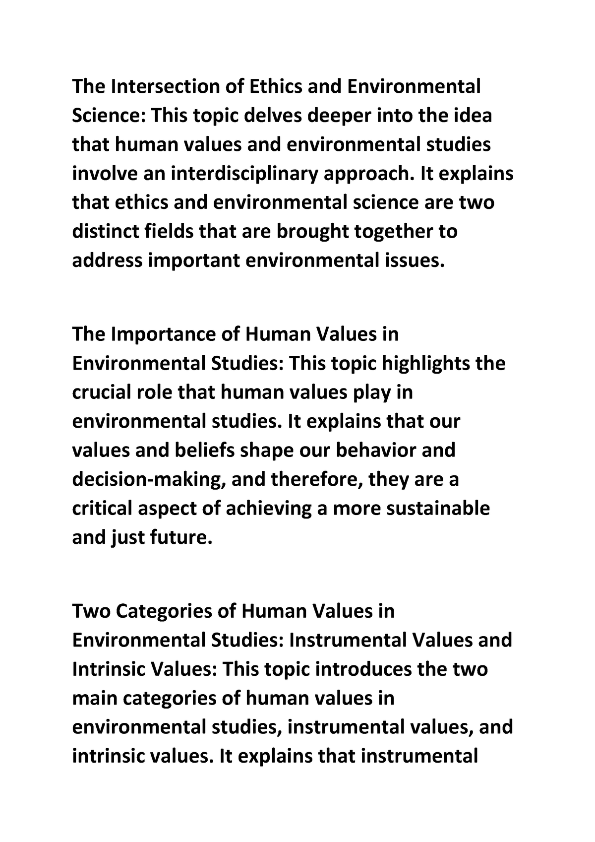 Human Values And Environment Studies 2 - The Intersection Of Ethics And ...