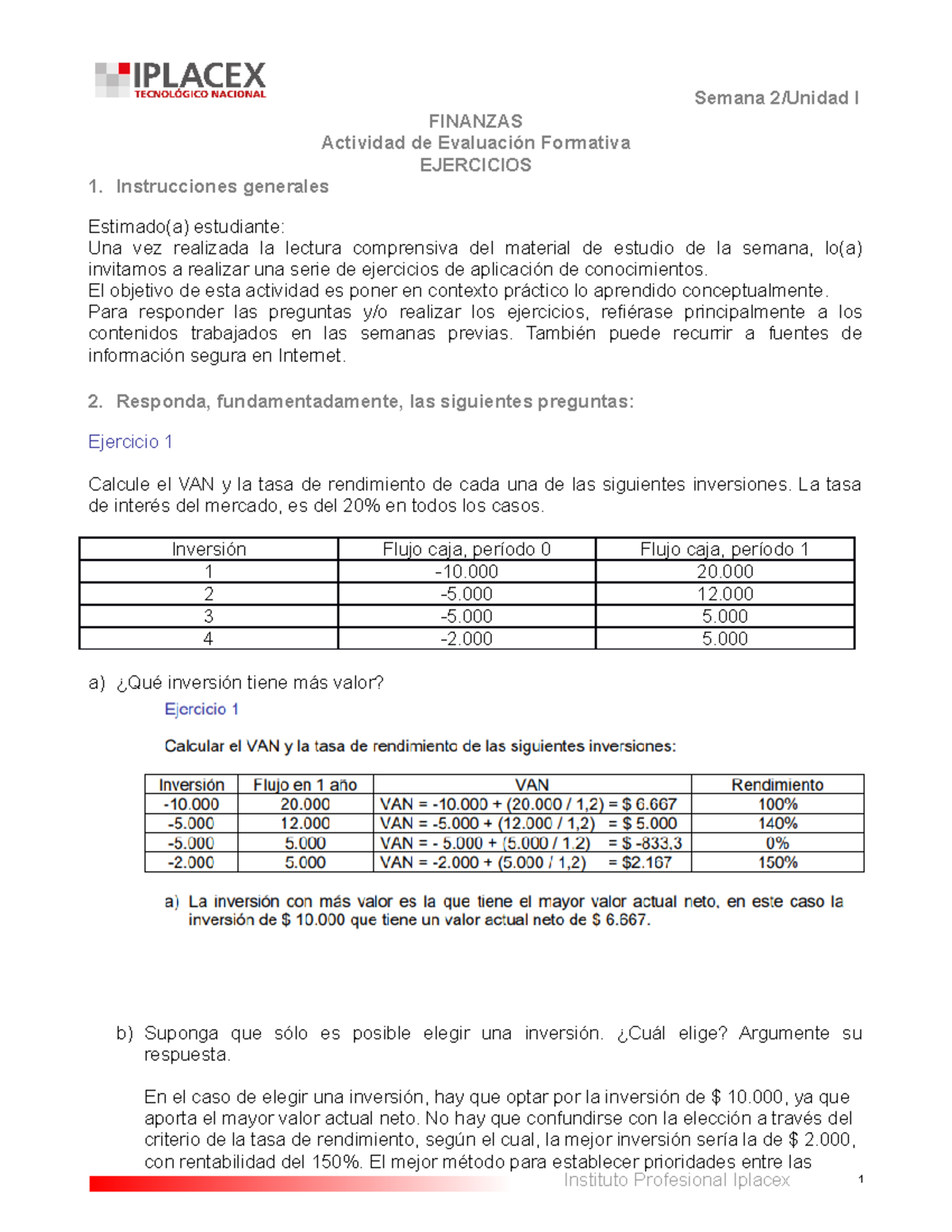 Ejercisios Finanzas 5 De Diciembre - 11 De Diciembre - FINANZAS ...