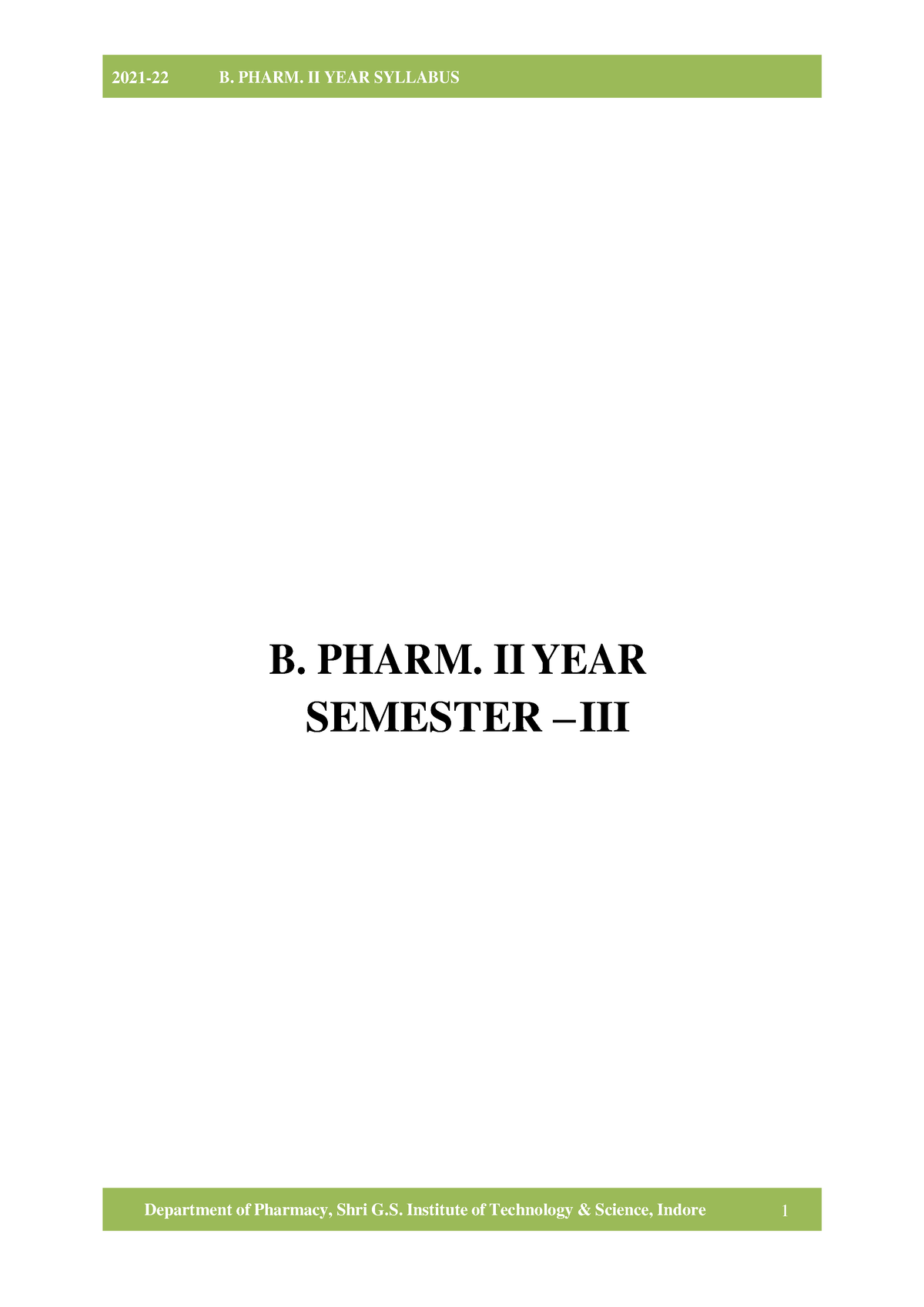 Syllabus B - B. PHARM. II YEAR SEMESTER – III II B. SCHEME SEMESTER ...