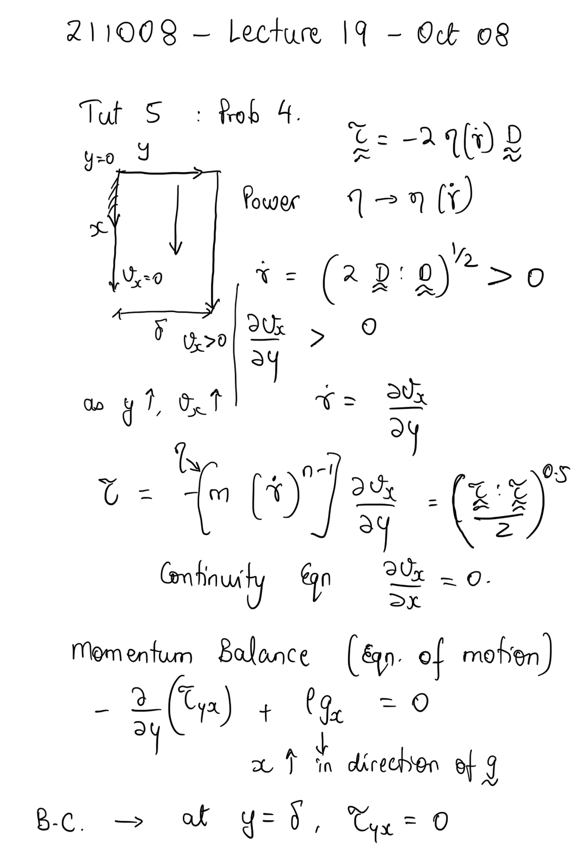 211008 Lecture 19 Oct 08 Mechanical Energy Balance Macroscopic