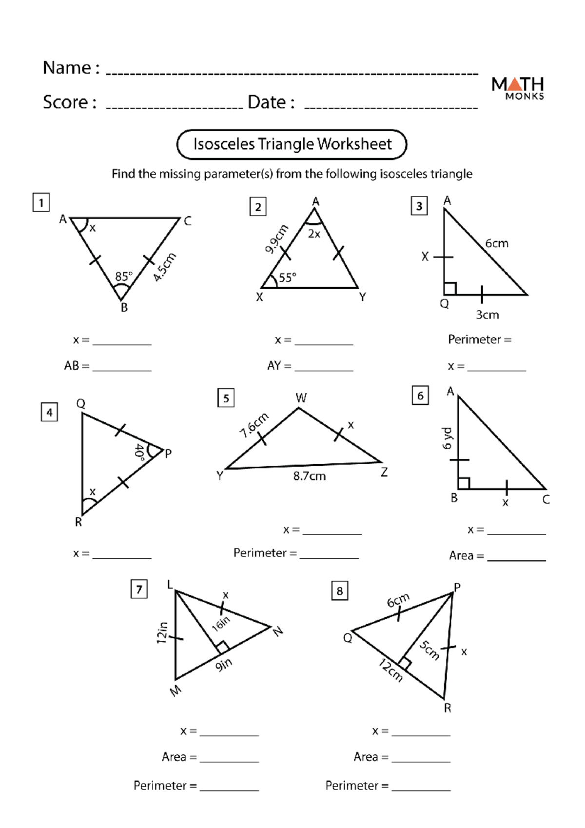 Isosceles-Triangle-Worksheet - Comprehensive Math - Studocu