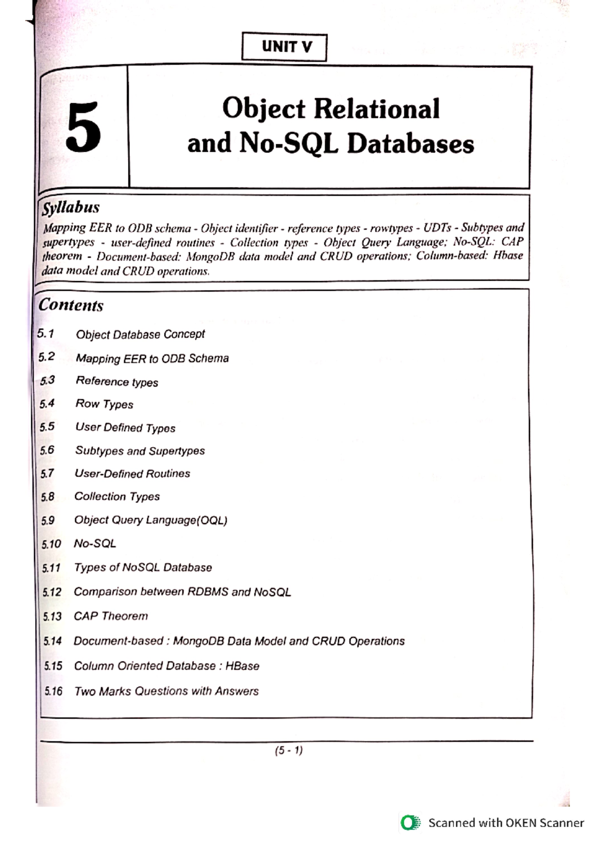 DDM UNIT 5 - Database Design Management 5th unit - UNIT V 5 Object ...