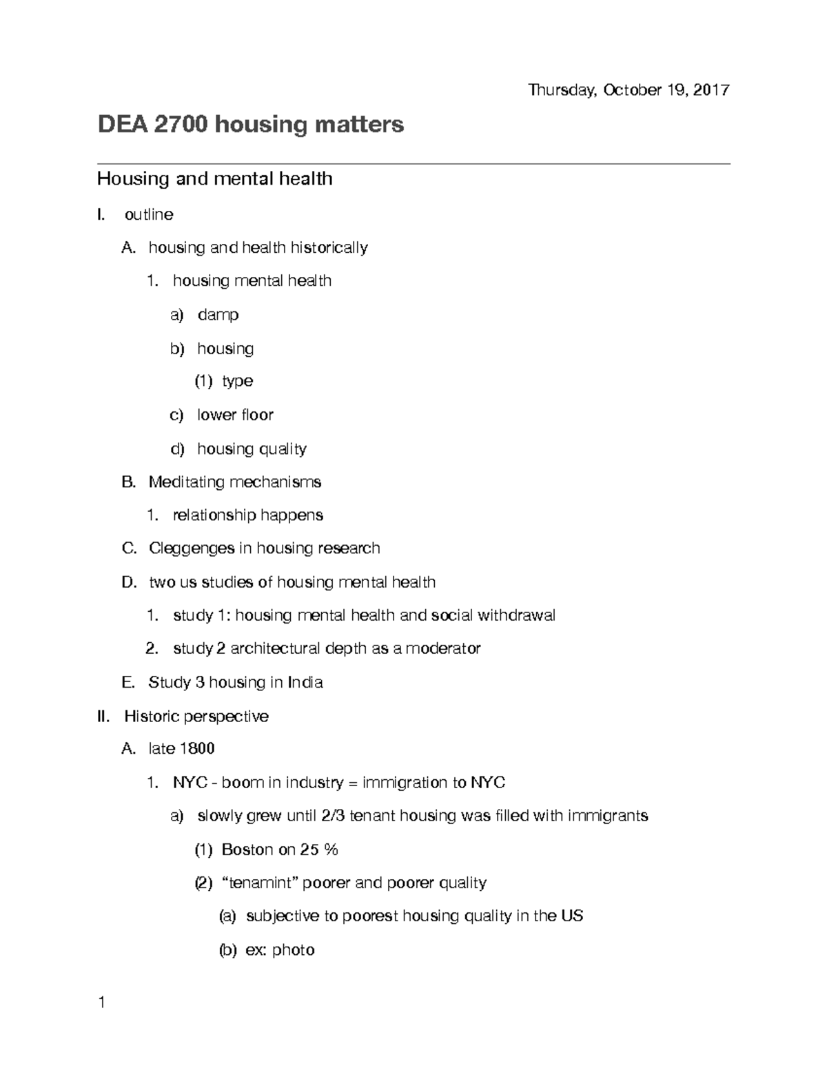 DEA 2700 oct 19 - Lecture notes 11 - Thursday, October 19, 2017 DEA ...
