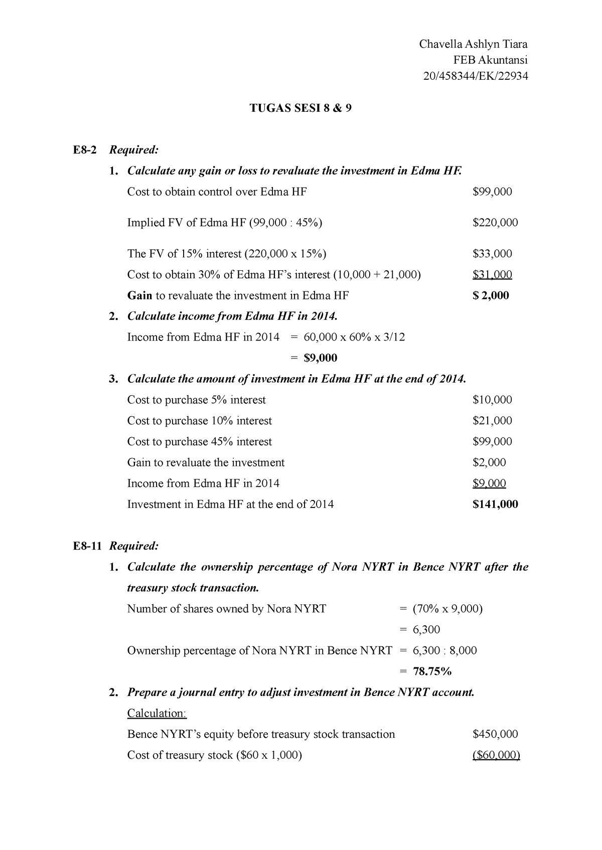 Tugas Akuntansi Lanjutan Chapter 8 - Chavella Ashlyn Tiara FEB ...
