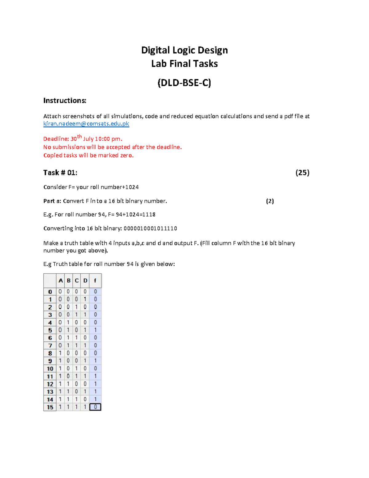 DLD Lab Final done Digital Logic Design Lab Final Tasks (DLDBSEC
