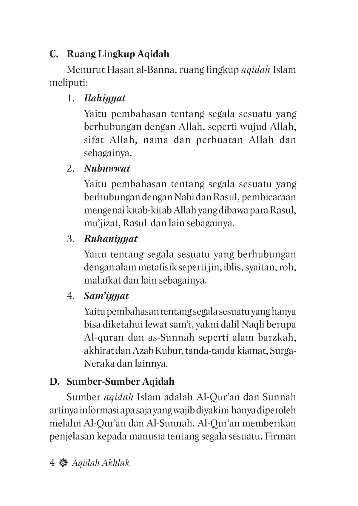 Aqidah 9 Dasar Dasar Fiqih Madzhab Imam Syafii 4 Aqidah Akhlak C