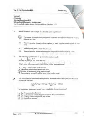 2020 Hahs Chem Trial Hsc Chemistry Practice Papers For Year 12 Studocu