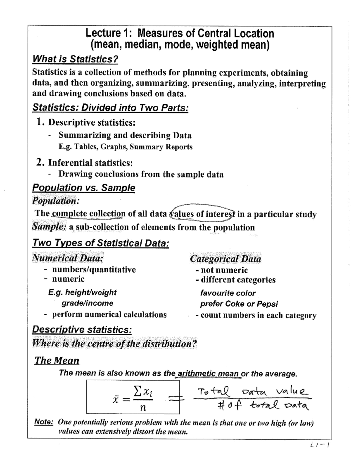 Class 1Notes - Lecture notes 1 - OPMT 1191 - Studocu