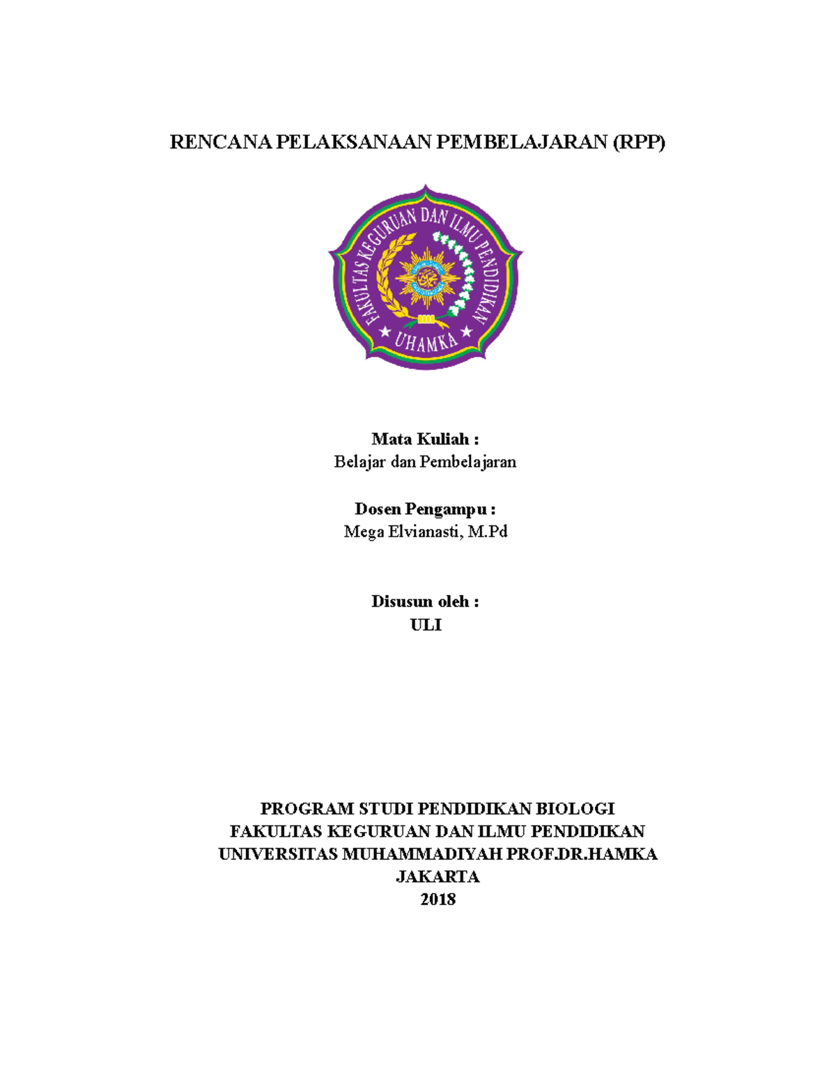 Rencana Pelaksanaan Pembelajaran (RPP) - RENCANA PELAKSANAAN ...
