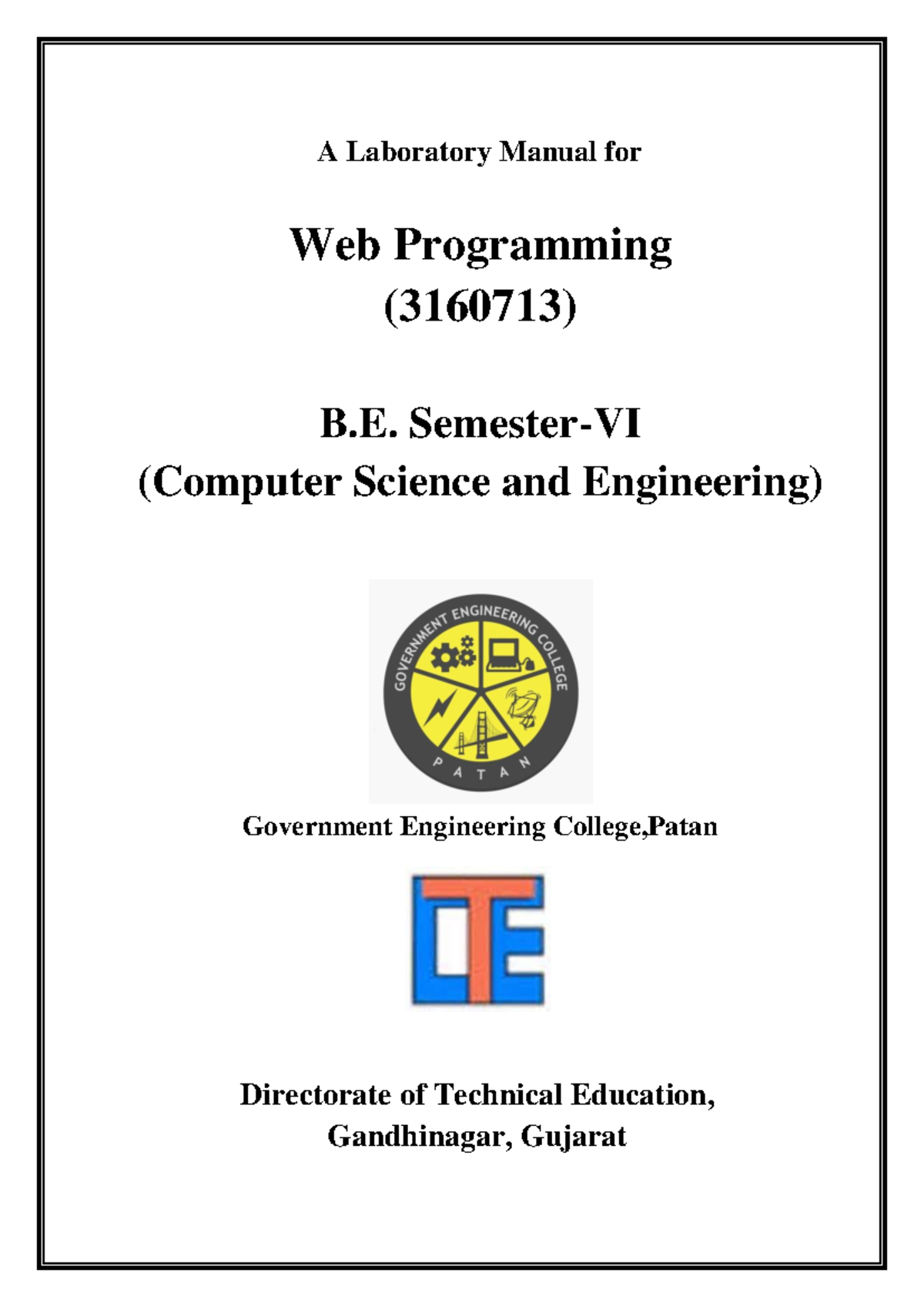 3160713 Web Programming Lab Manual - Copy - A Laboratory Manual for Web ...