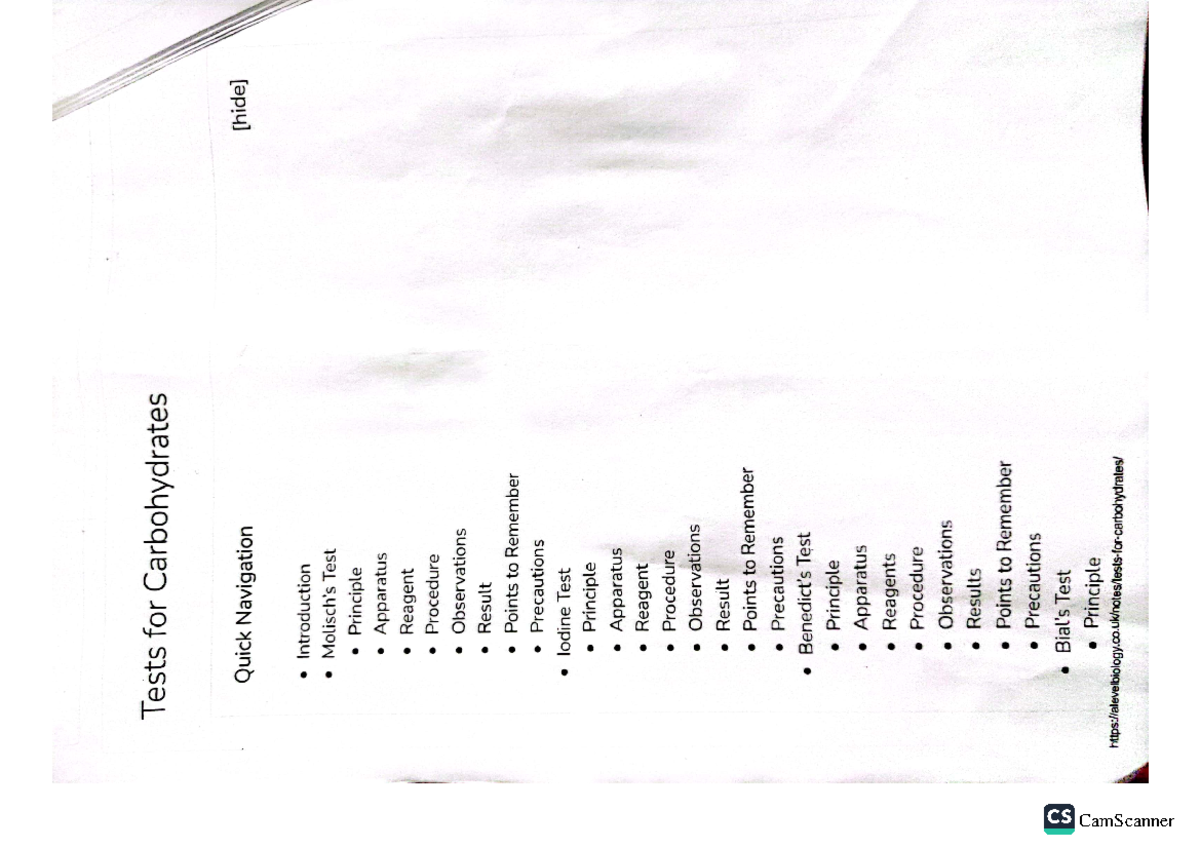 Biochemistry Practical pdf Chemistry of biomolecules Studocu