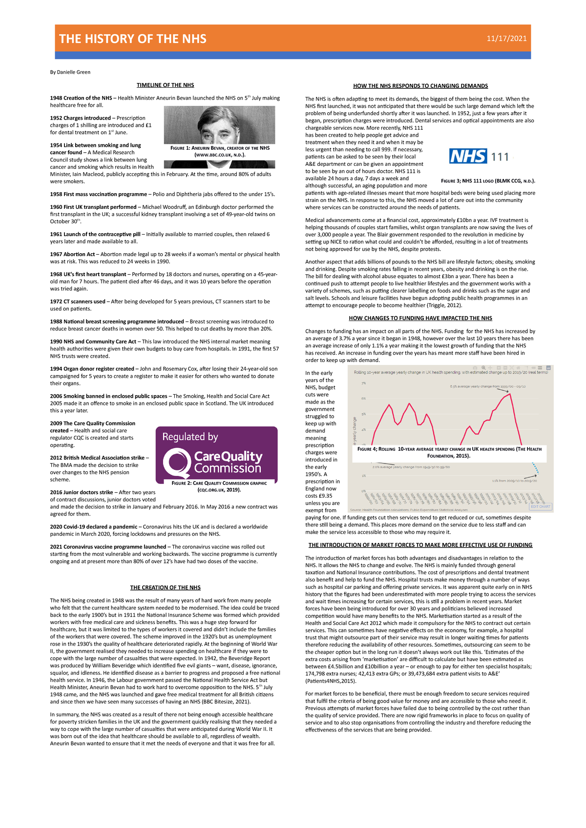 Unit 6 History Of Nhs Final The History Of The Nhs 1117 By Danielle Green Timeline Of The 8813