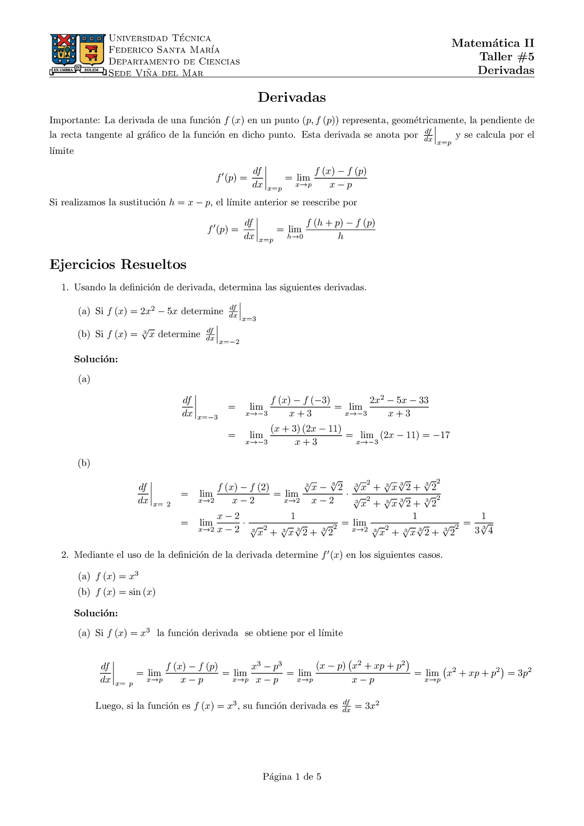 Taller 05-Matematicas II-Derivadas - ´cnica Universidad Te Federico ...