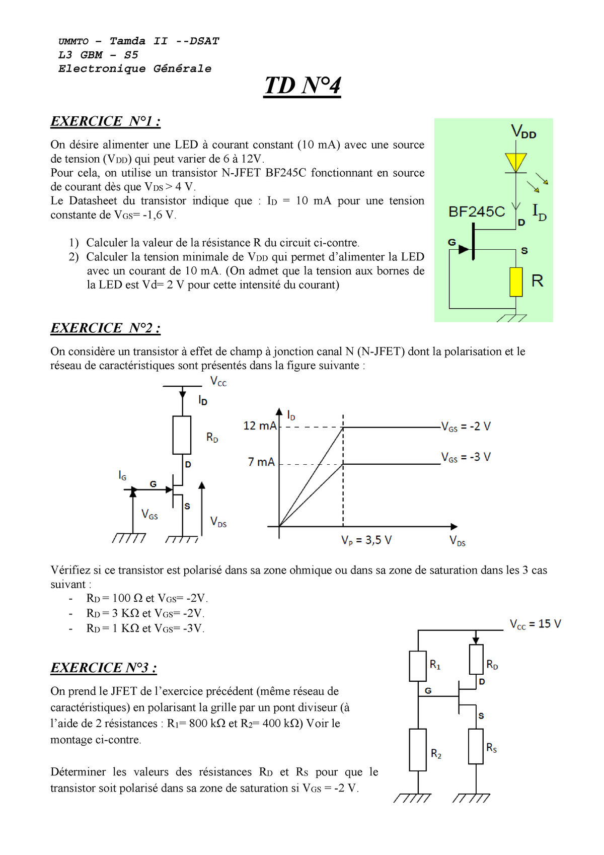 Electrotechnique Et Electronique De Puissance - TD N° EXERCICE N°1 : On ...