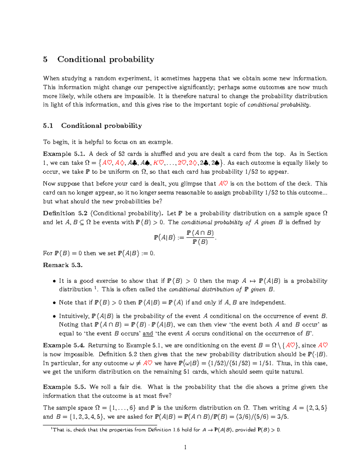 Section 5 - Conditional probability - 5 Conditional probability When ...
