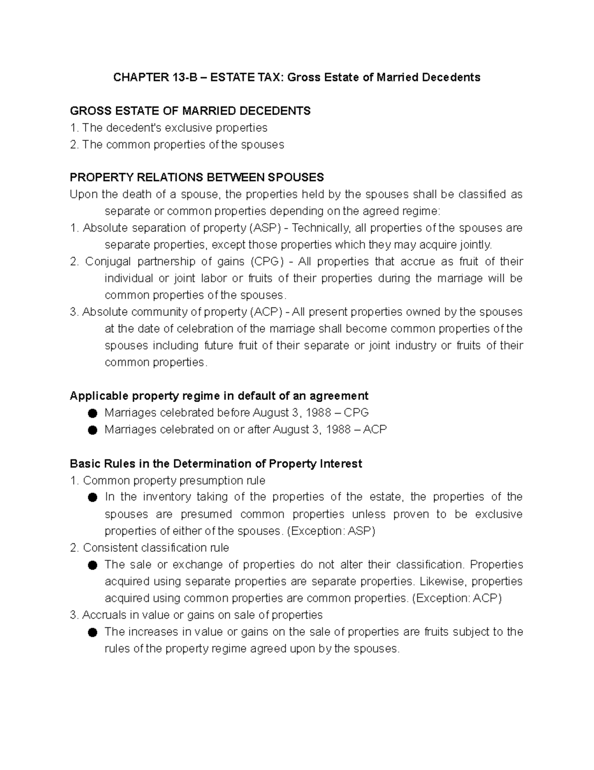 Chapter 13B Estate TAXGross Estate of Married Decedents CHAPTER