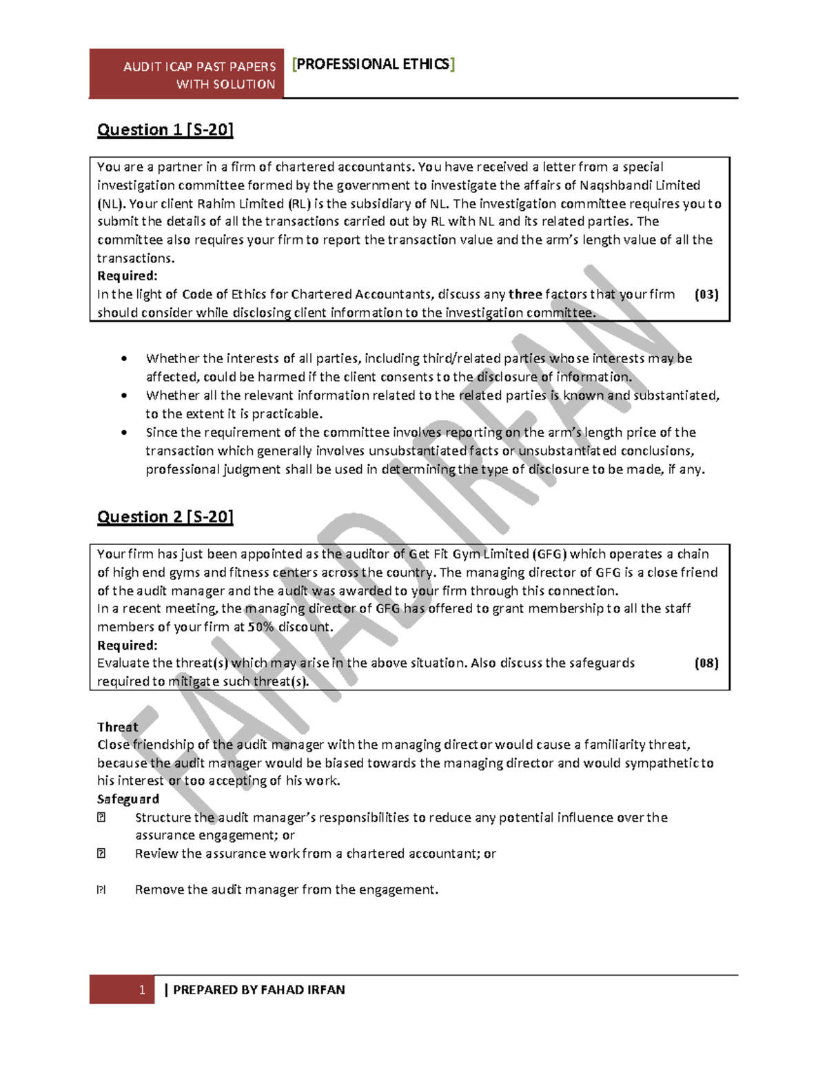 Audit CHAP 13 ICAP PAST Papers WITH Solution - AUDIT ICAP PAST PAPERS ...