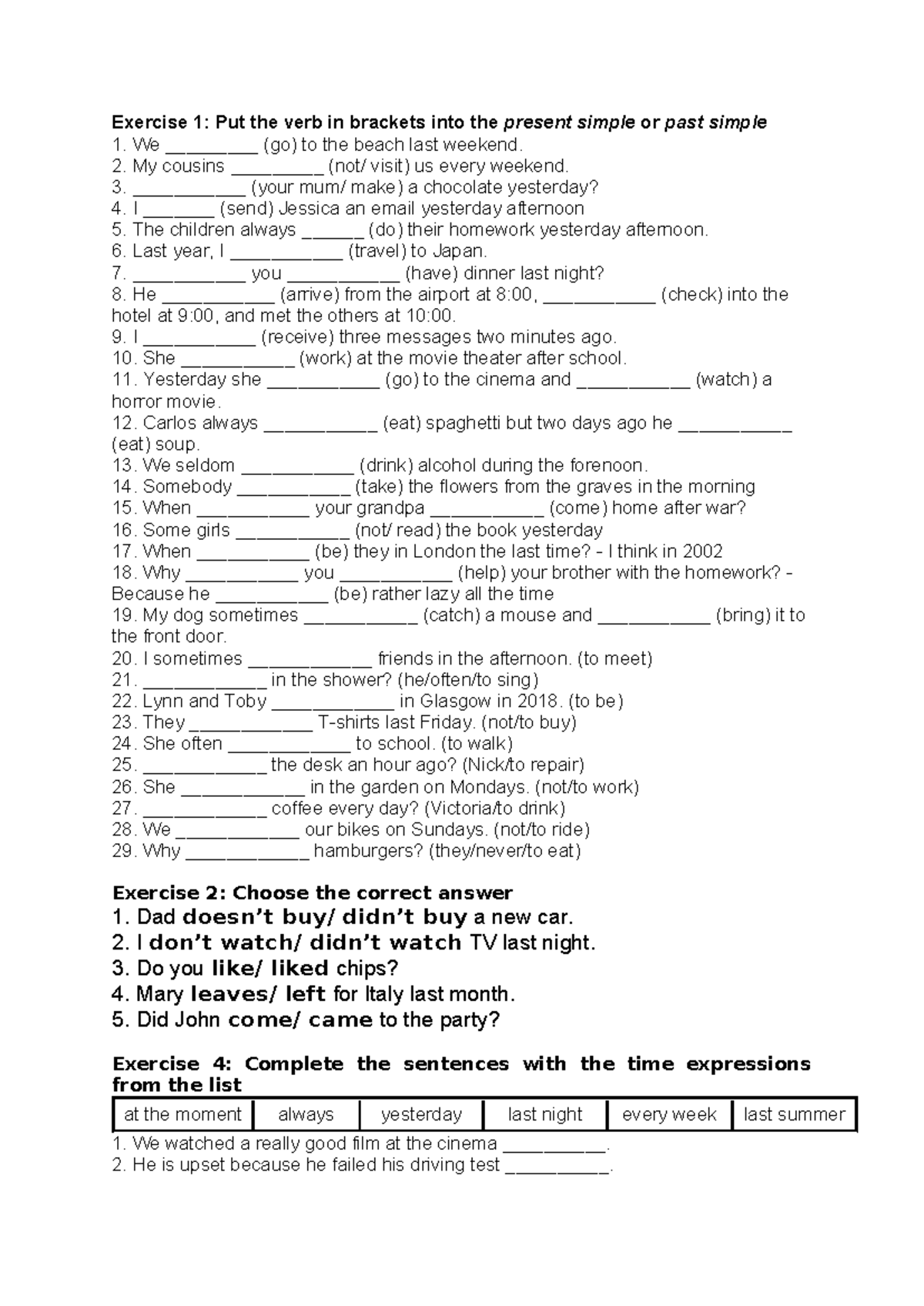 d? cho NM - Exercise 1: Put the verb in brackets into the present ...