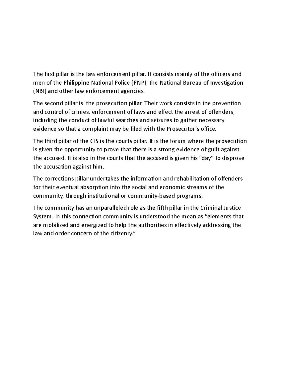 CJL 1 Lecture notes Jdjdjx The first pillar is the law