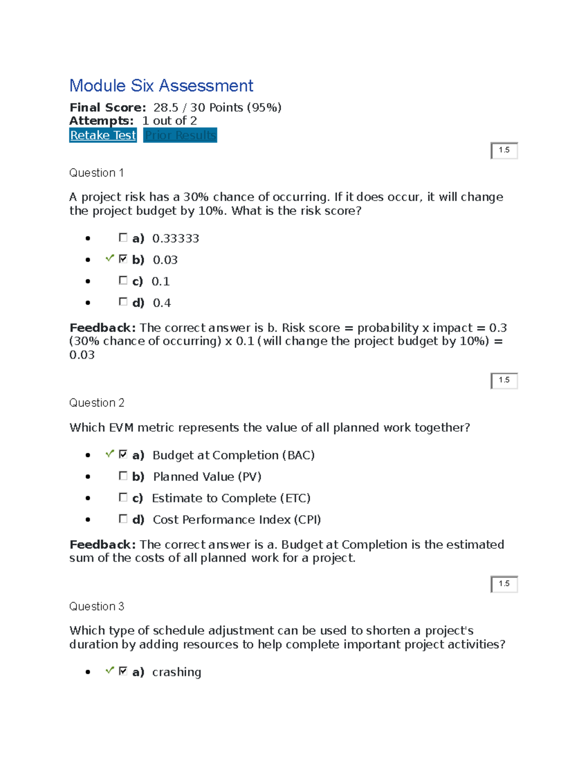 Module Six Assessment - Module Six Assessment Final Score: 28 / 30 ...