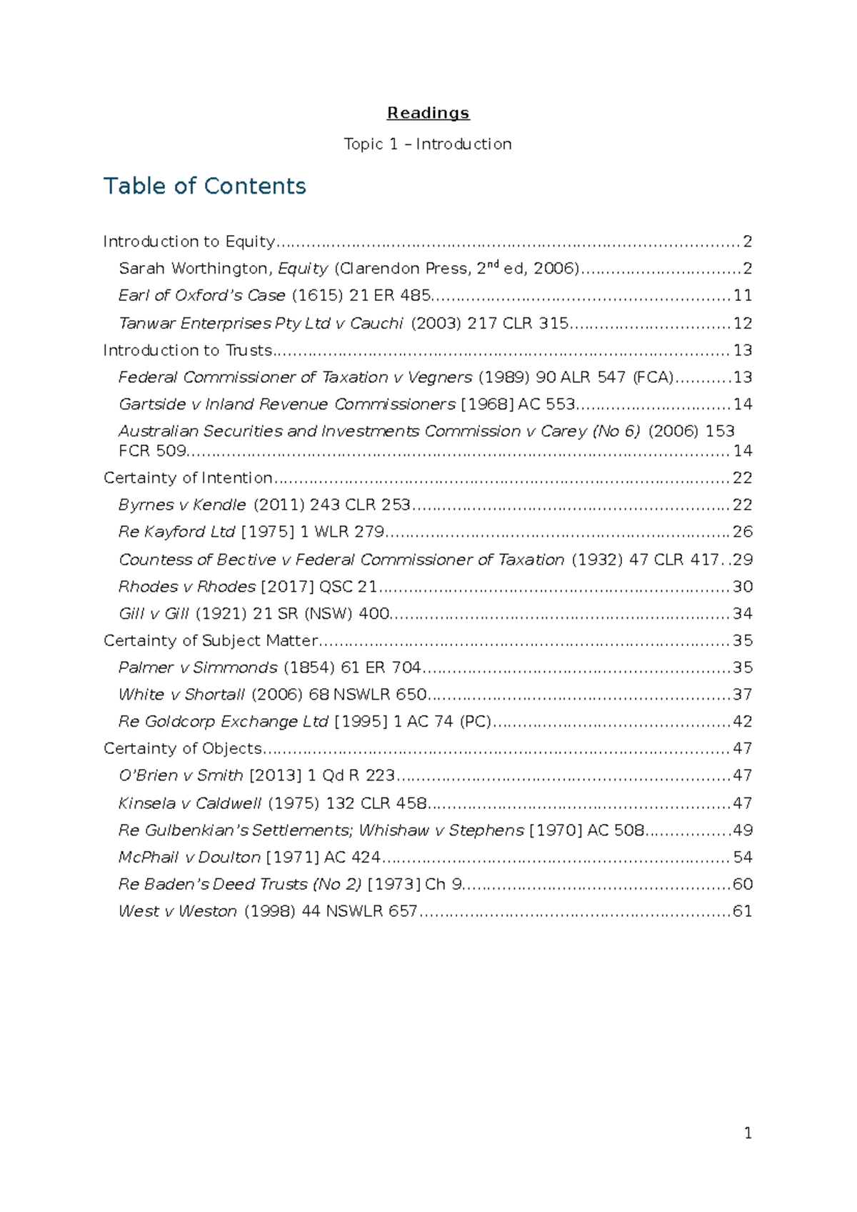 Topic 1 Introduction annotated notes - Readings Topic 1 – Introduction ...