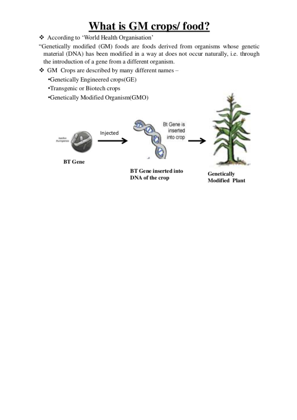 Transgenic crops Short notes Core Course 17 Agricultural Microbiology and Plant Pathology