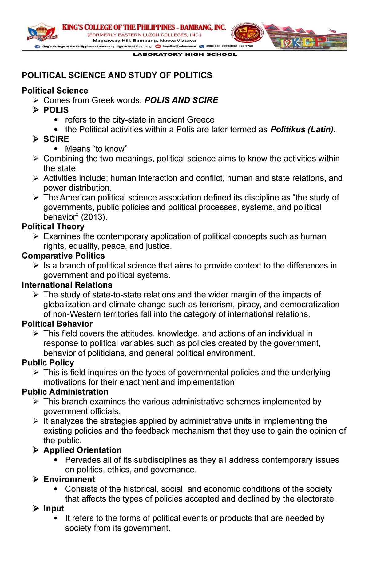 case study topics for political science