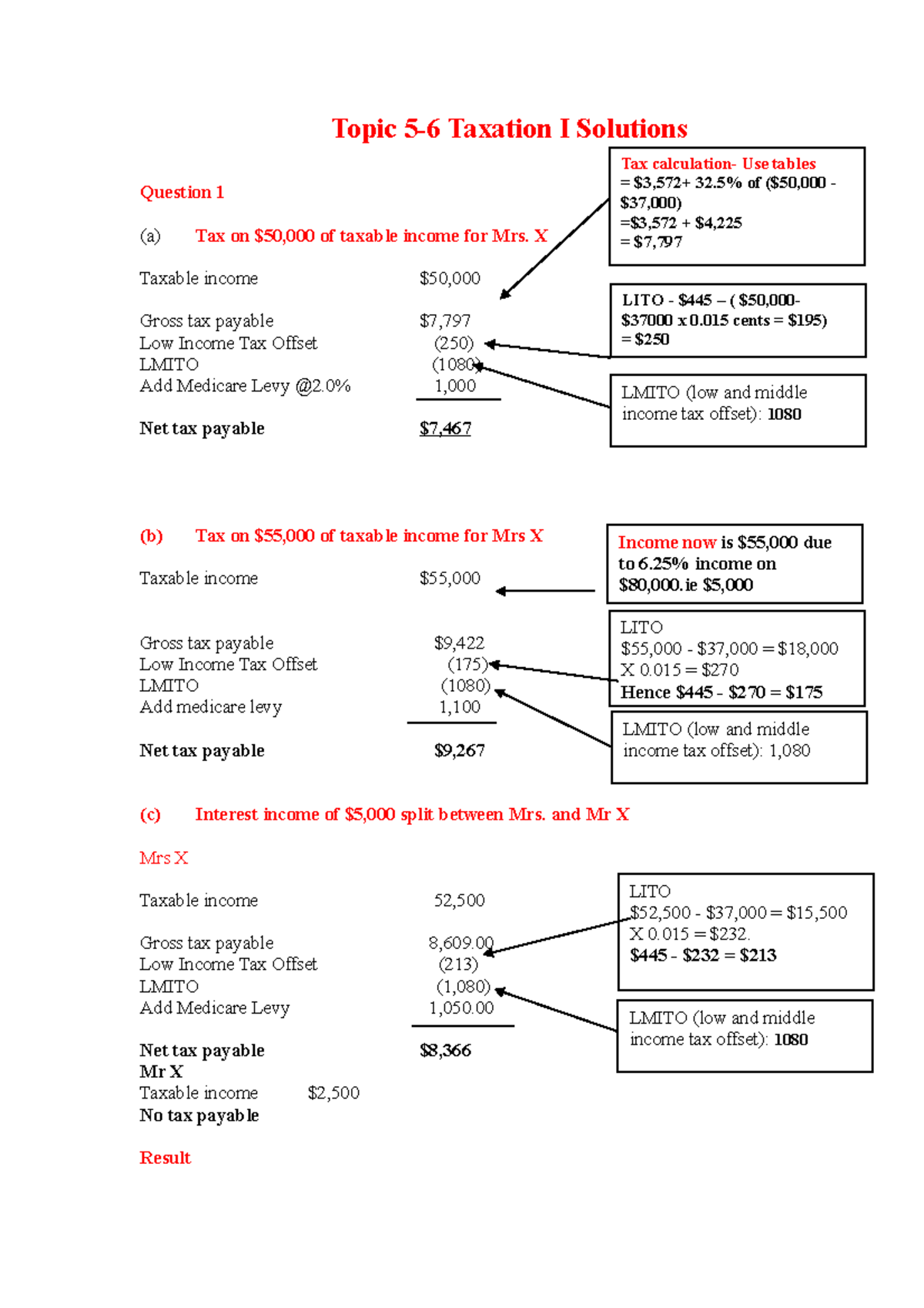 Week+5-6+Solutions - N/A - Topic 5-6 Taxation I Solutions Question 1 (a ...