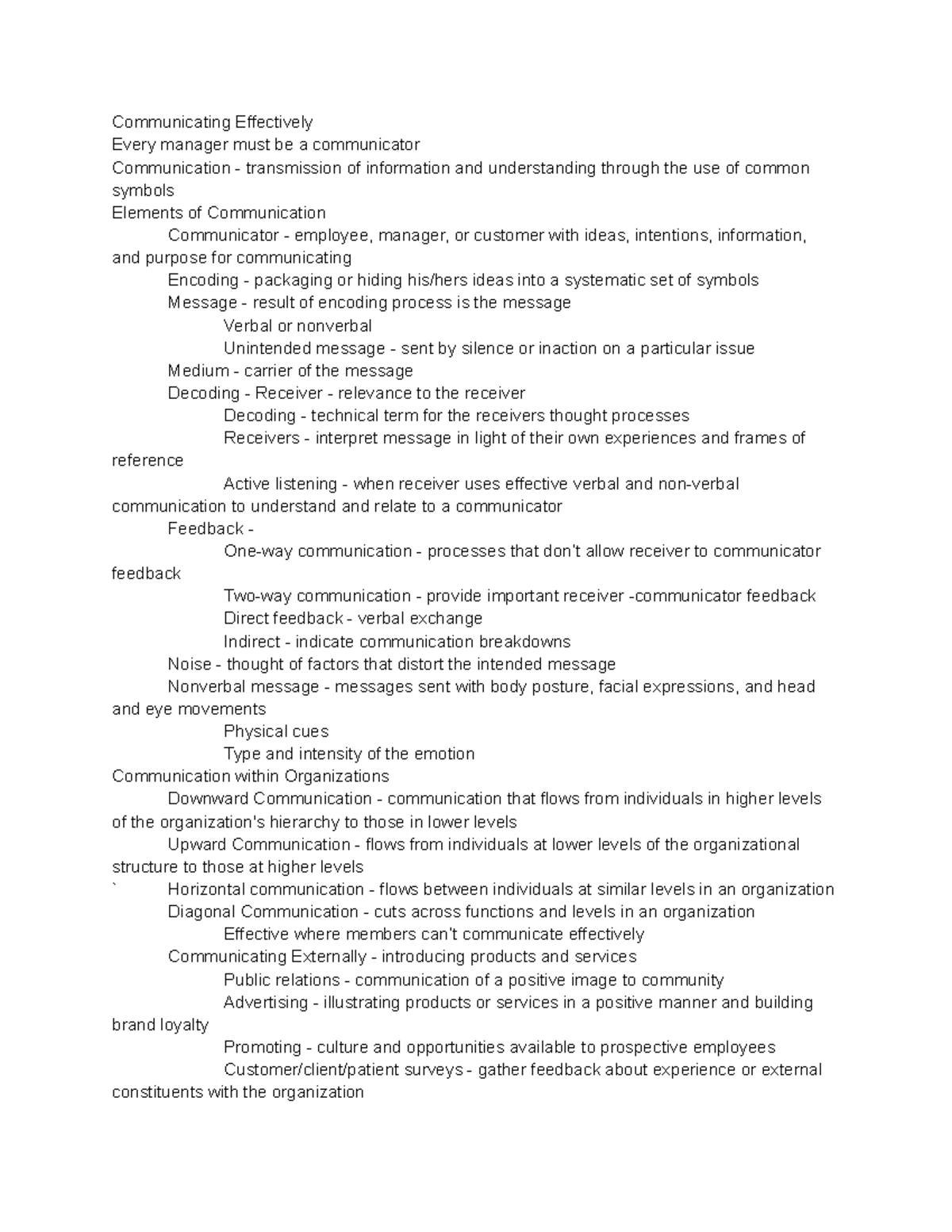 Chapter 13 - Management - Communicating Effectively Every manager must ...