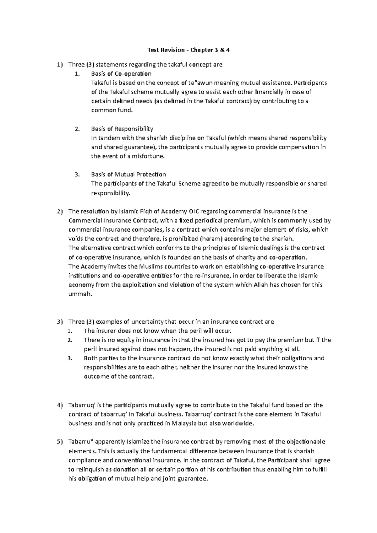 Test Revision chapter 3 & 4 - Test Revision - Chapter 3 & 4 Three (3 ...