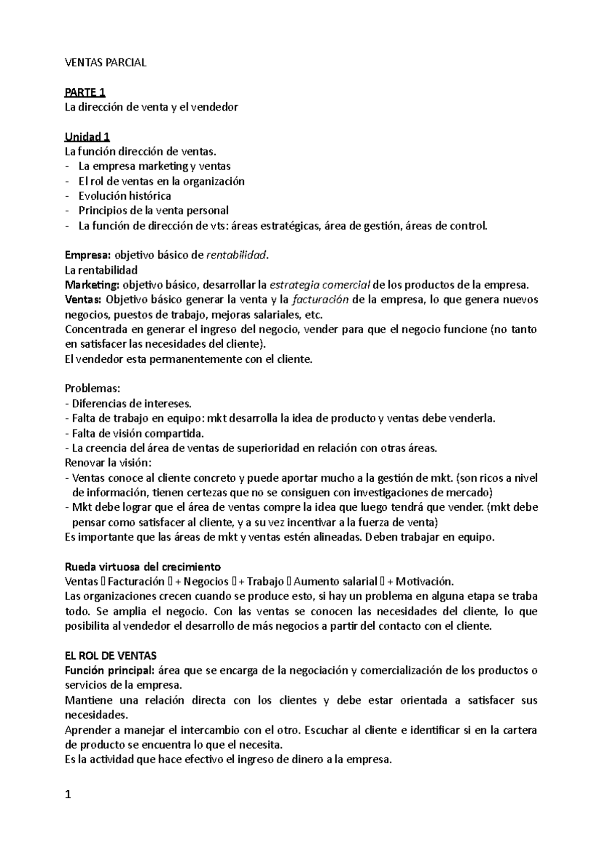 Encontrado - Apuntes - VENTAS PARCIAL PARTE 1 La dirección de venta y ...