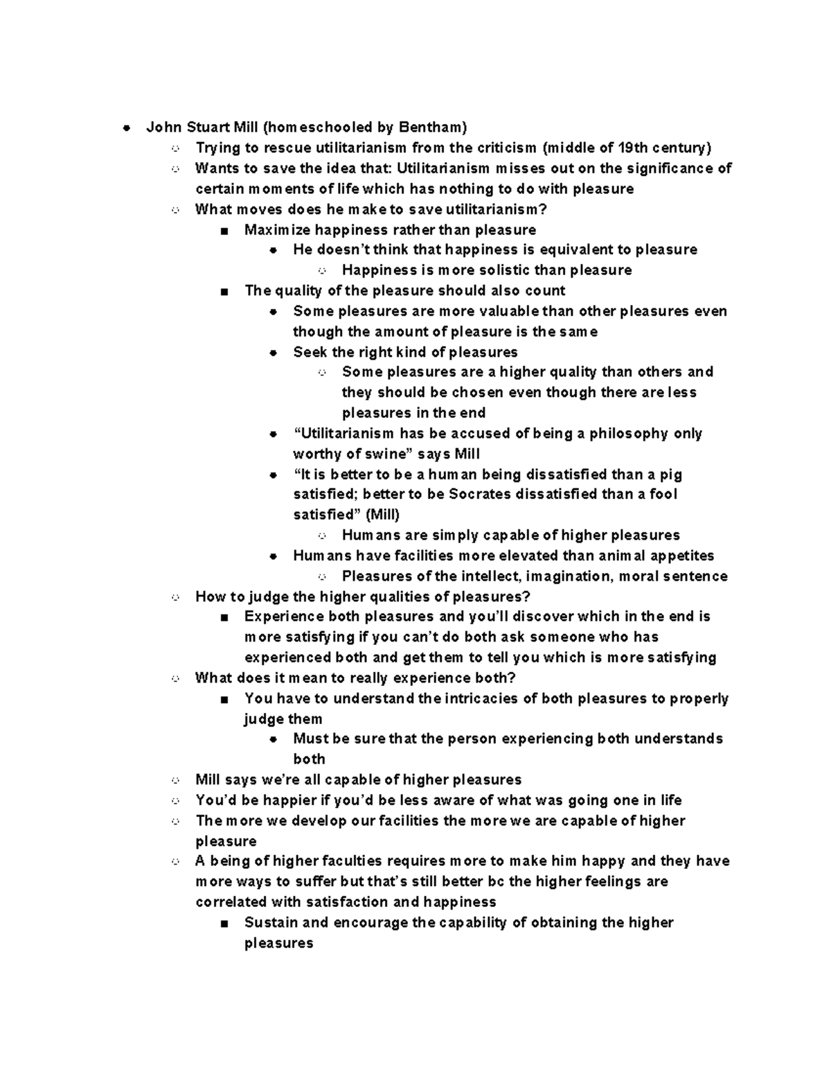 PHI 2396 (1) notes - Utilitarianism - John Stuart Mill (homeschooled by ...
