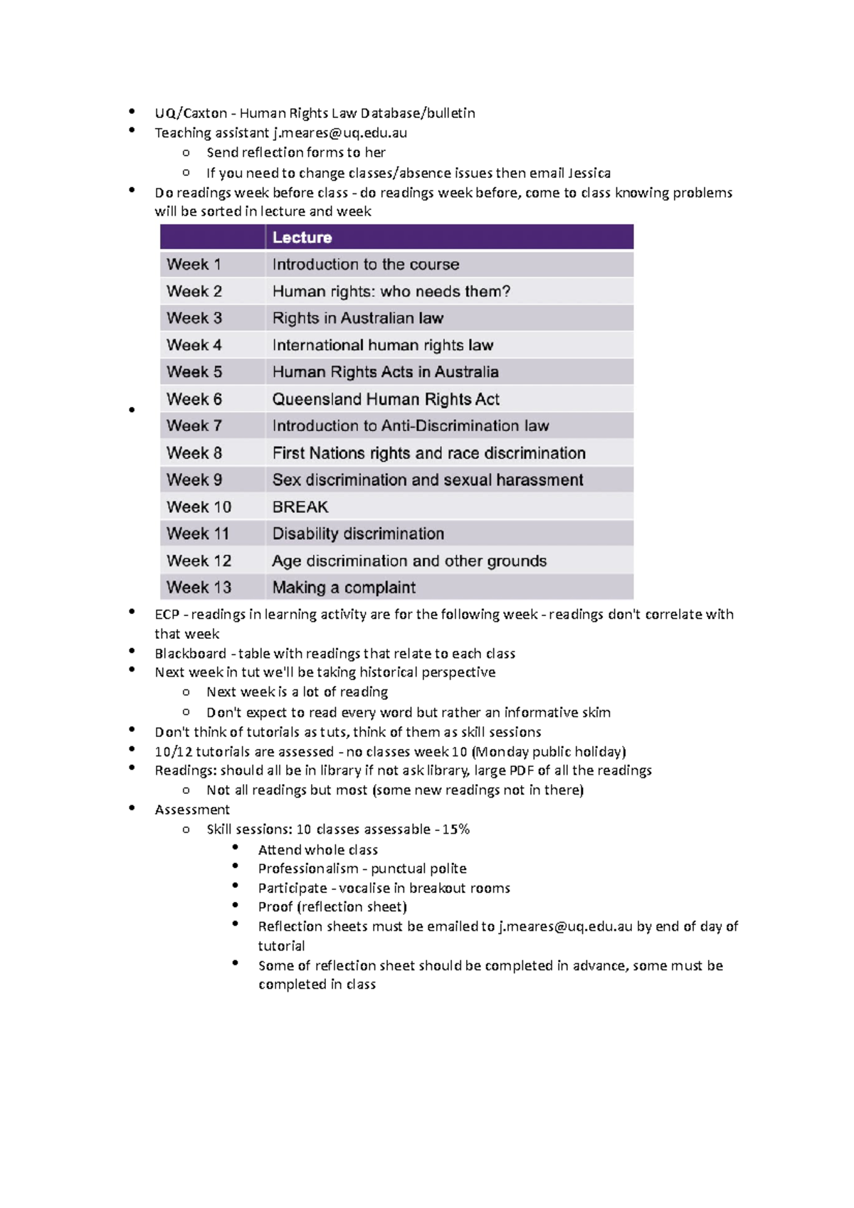 LAWS5124 WEEK 1 Lecture 1 24 JULY 2023 - UQ/Caxton - Human Rights Law ...