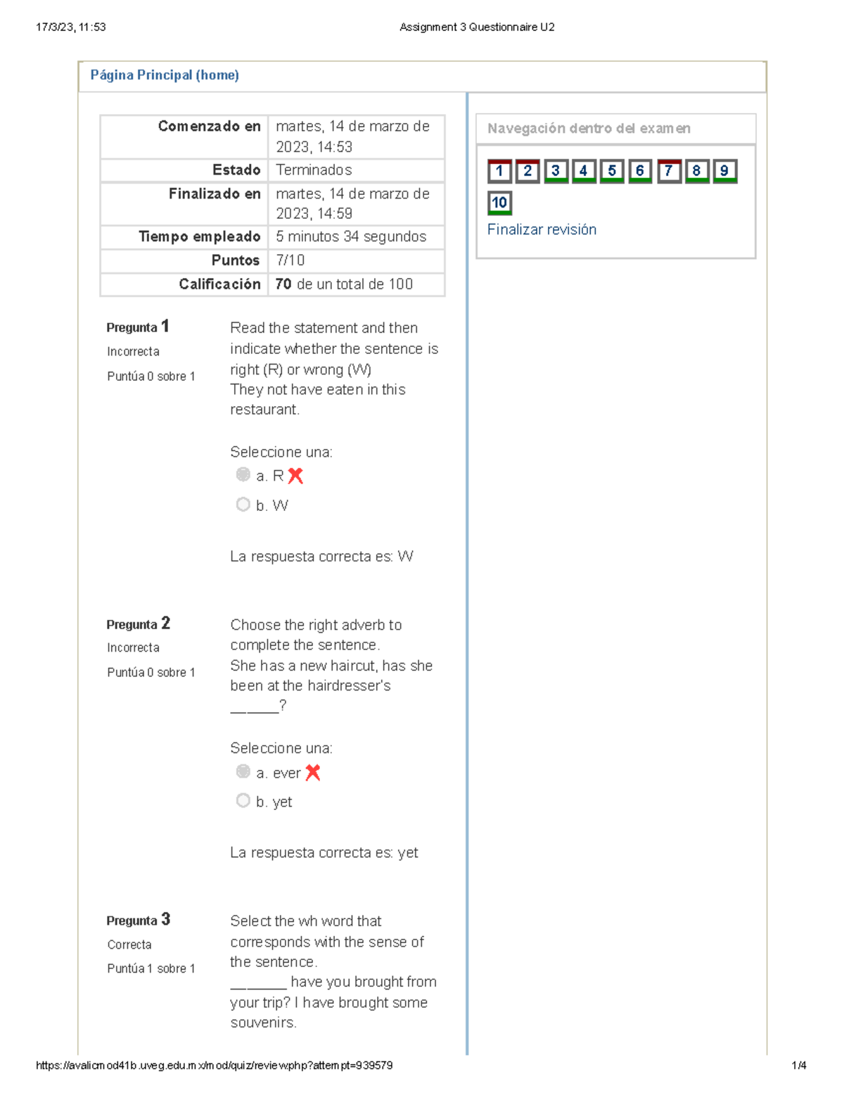 assignment 3 questionnaire u2 idioma extranjero iii